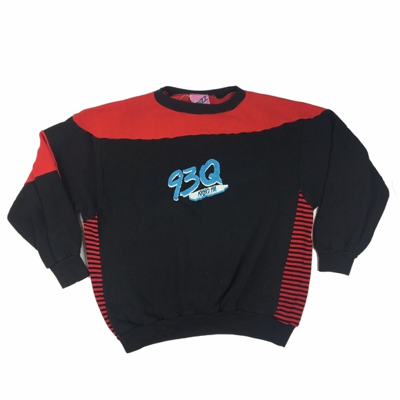 Vintage 80s FM 93Q Houston Radio 1980s Top 40 KKBQ The Bizz Sweatshirt Small - Picture 1 of 8